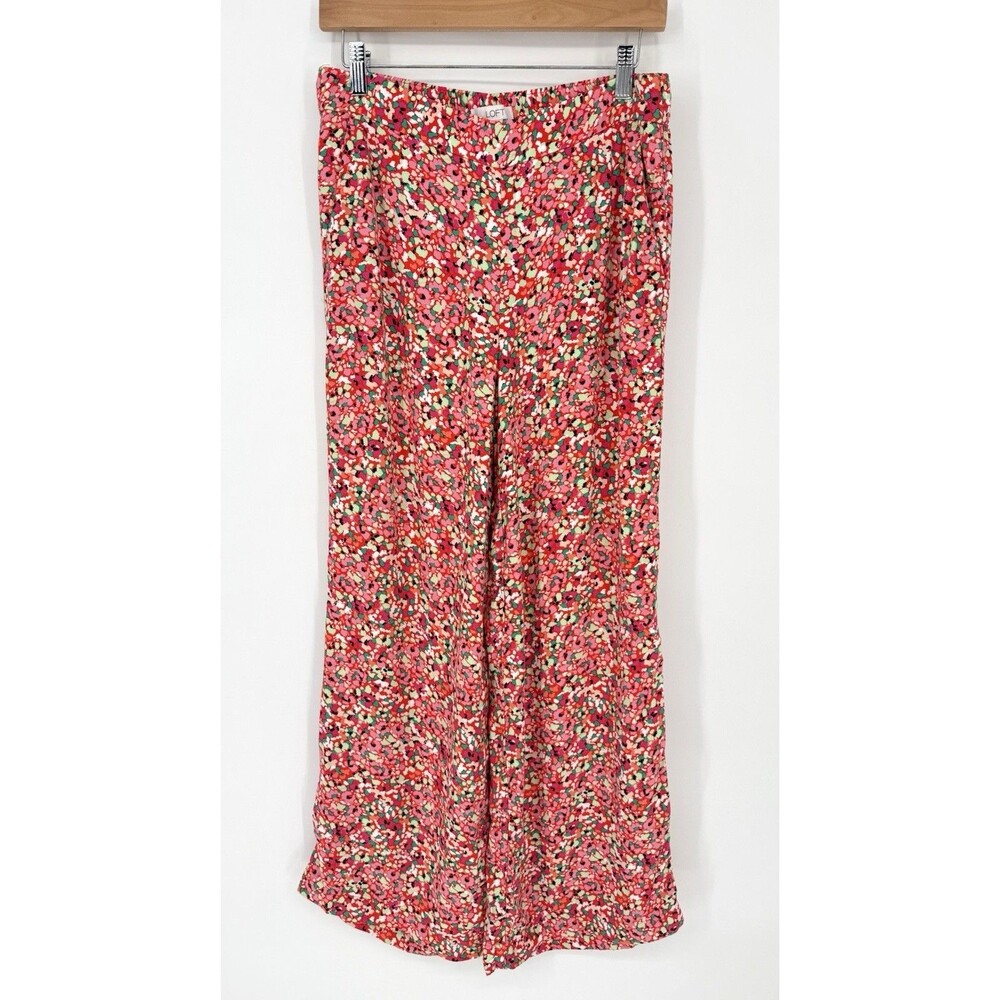 Ann Taylor LOFT Floral Wide Leg Pull On Pant Women's Rayon Small Resort Beach